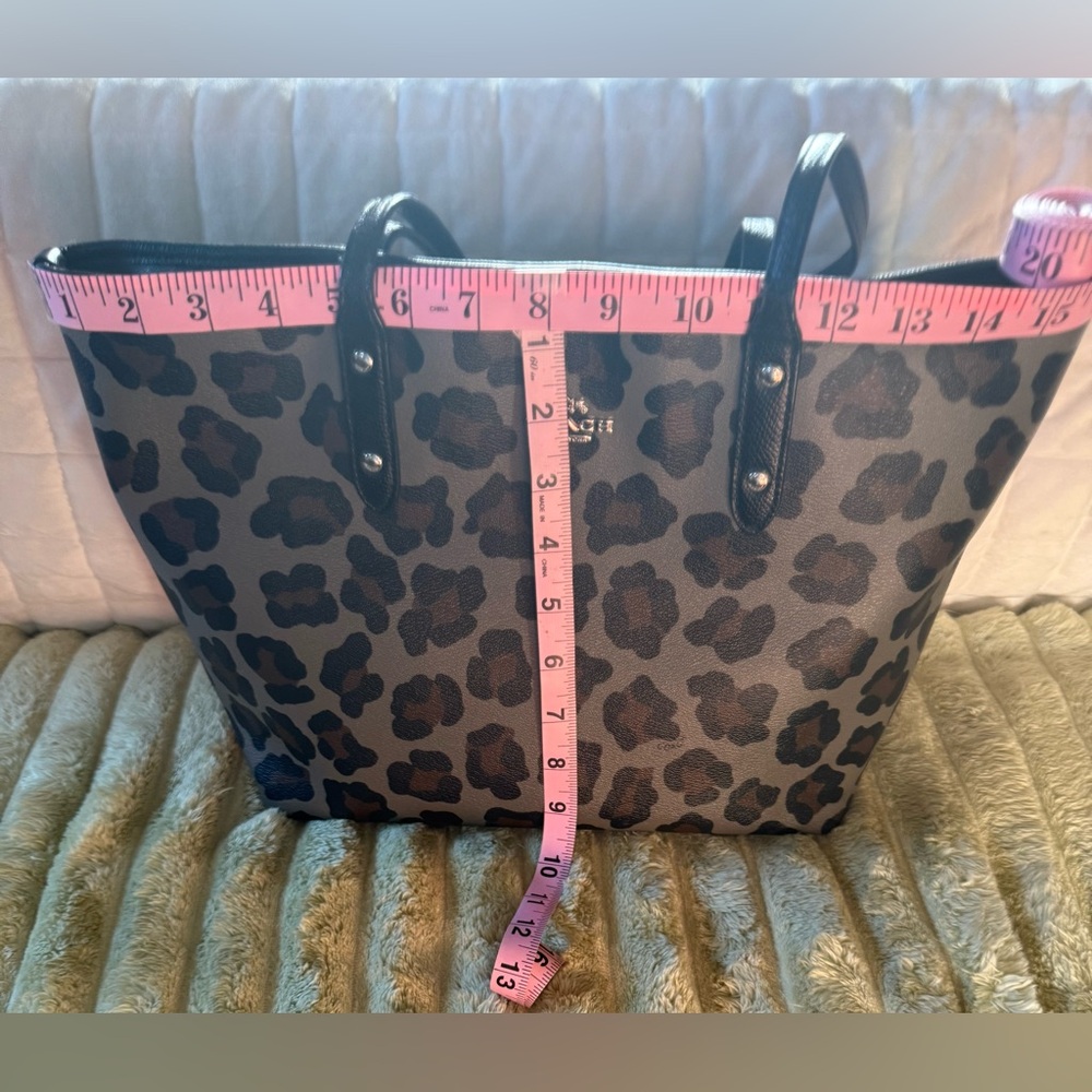 Coach Leopard Print Tote in Brown and Black - Picture 7 of 13